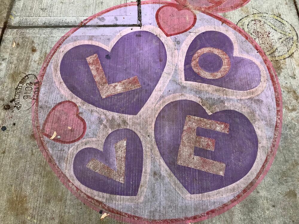 Love on the sidewalk stone